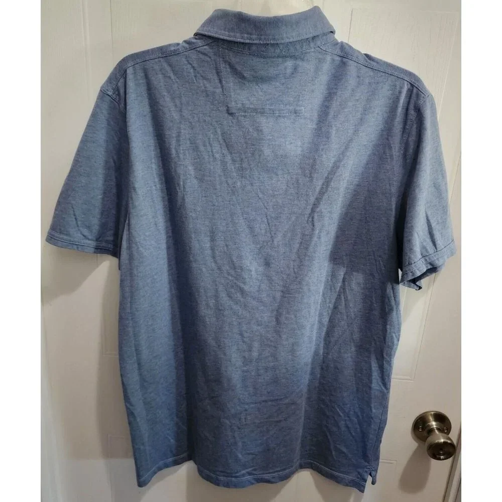 Banana Republic Pima Cotton Polo Shirt Size‎ Large Blue Solid Short Sleeve Mens